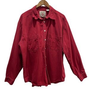 Vintage 1997 Levis Red Tab Mens XL Red Cotton Button Down Shirt 90s Preppy Work